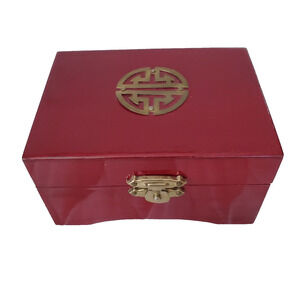 Vtg/Antique Early 20th Century Rosewood Jewelry Box Shanghai, Green Silk Lined
